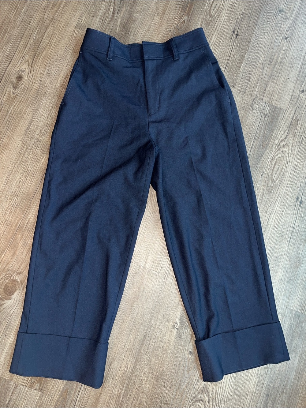 CLUB MONACO Navy Wide-Leg Cuffed Trousers